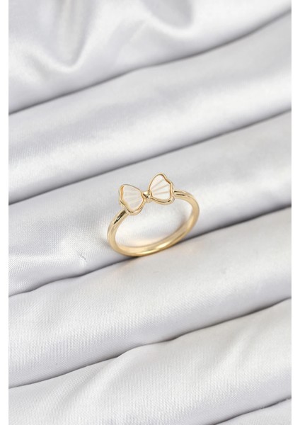 Pirinç Gold Renk Fiyonk Model Kadın Yüzük