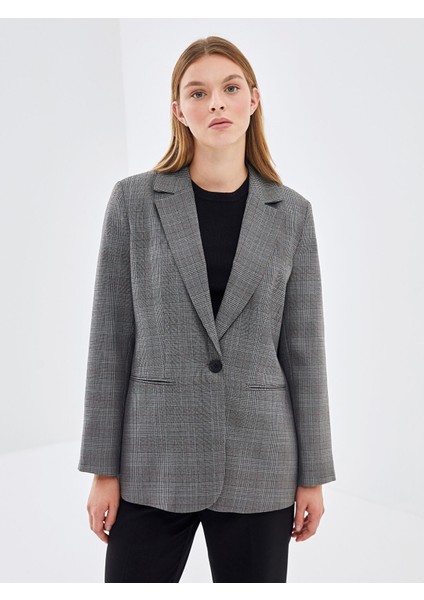 Yeni Sezon Ekose Kadın Blazer Ceket