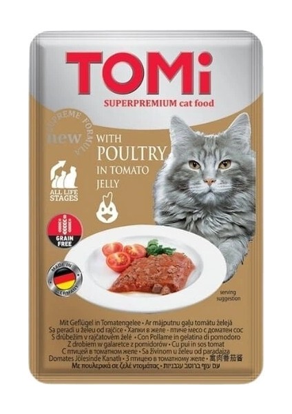 Kümes Hayvanlı ve Domatesli Pouch Yetişkin Konserve Kedi Maması 100 gr