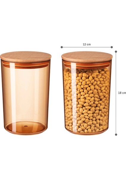 Yuviera 1500ml Ahşap Kapaklı Saklama Kabı 2'li