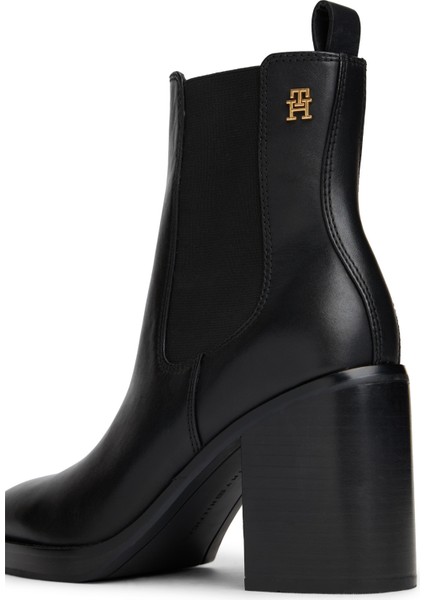 Siyah Deri Kadın Topuklu Bot modelleri