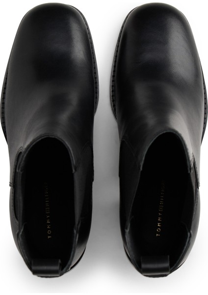 Siyah Deri Kadın Topuklu Bot indirimleri