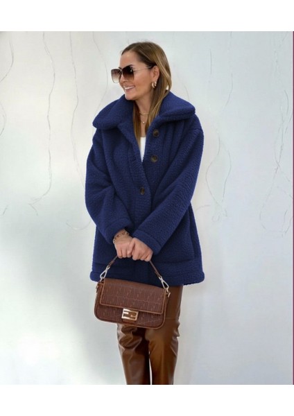 Kadın Uzun Kollu Yakalı Önden Düğmeli Welsoft Kaban