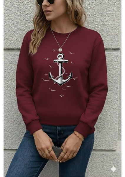 Kadın Uzun Kollu Bisiklet Yaka Desenli Viskon Iki Iplik Bluz