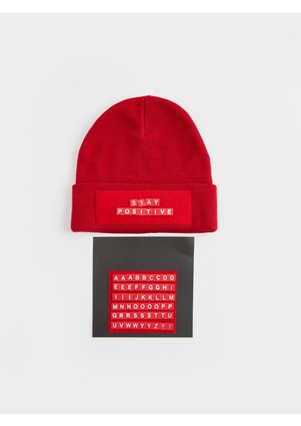 Yeni Sezon Cırt Cırtlı Yazı Detaylı Erkek Triko Bere