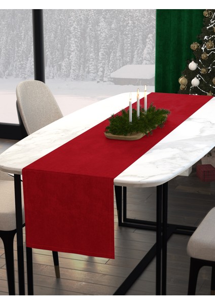 Kadife Dokulu Saltanat Kırmızısı Runner indirimleri