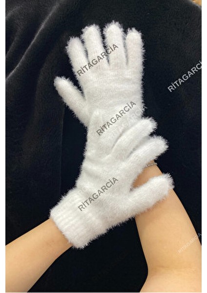 Kadın Peluş Uzun Eldiven Beyaz Düz Desenli Kaymaz Özellikli Türkiye Menşeli fiyatları