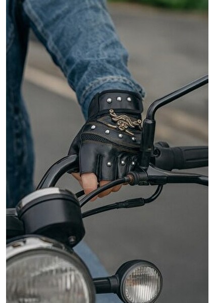 Erkek Kesik Parmak Deri Eldiven DE11370 Siyah Renkli Yaz Sezonu için Tasarlandı fırsatları