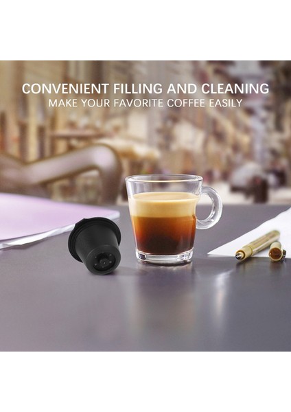 I Cafilas 6 Yeniden Kullanılabilir Nespresso Kapsül Doldurulabilir Kahve Kapsülü Filtresi Kahve Kaşık Fırçası ile Nespresso Kahve Makineleri (6 Siyah) (Yurt Dışından) fırsatları