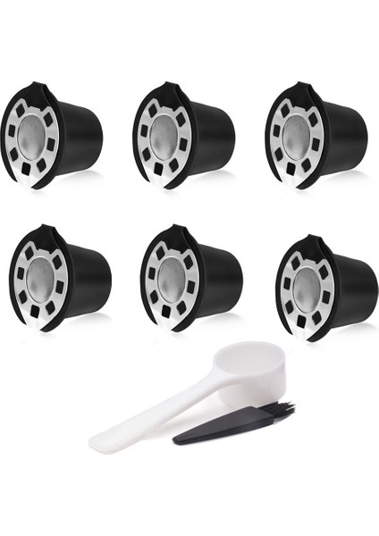 Nespresso Paslanmaz Çelik Mech Doldurulabilir Kahve Kapsülü Pod Dripper Sepet Kupası Cafeteira Siyah 6 Adet Için Kahve Filtreleri (Yurt Dışından)