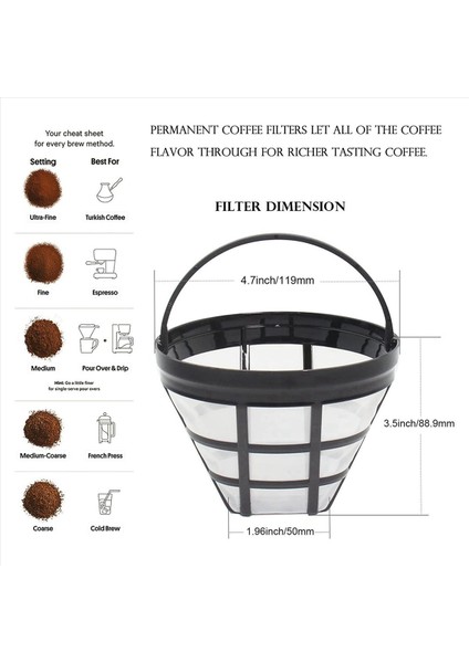 4 Pack No 4 Cuisinart Ninja Filtreleri Için Yeniden Kullanılabilir Kahve Makinesi Sepet Filtresi Çoğu 8-12 Sub Sepet Damla Kahve Makinesi (Yurt Dışından) modelleri