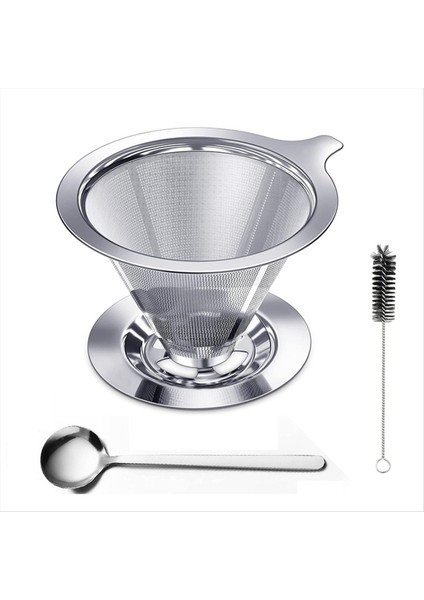 Paslanmaz Kahve Filtresi Yeniden Kullanılabilir Çift Katmanlı Filtreler Huni Kahve Dripli Filtre Kupası Dayanıklı Kahve Aletleri 4-6 Subs (Yurt Dışından)
