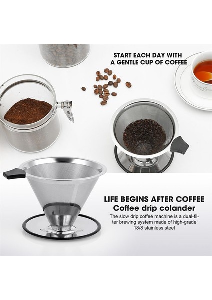 Paslanmaz Çelik Koni Kahve Damlası Yavaş Damla Kahve Filtresi Kağıtsız ve Yeniden Kullanılabilir Ultra Ince Mikromesh Filtre (Yurt Dışından) indirimleri