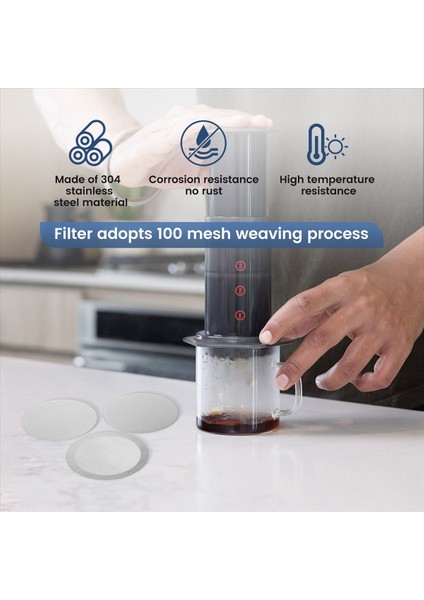 3 Paket Metal Yeniden Kullanılabilir Kahve Filtresi Ağ Aeropress Kahve Makinesi Espresso Üreticisi Gümüş (Yurt Dışından) indirimleri