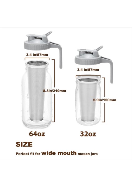 32 Oz Genişliğinde Ağızlı Mason Kavanoz Için Dökme Kapağı ile Soğuk Demleme Kahve Filtresi Conta Halkalı 304 Paslanmaz Çelik Süzgeç (Yurt Dışından) fiyatları