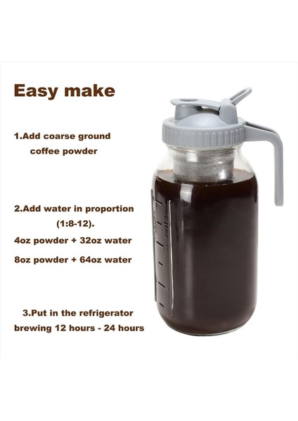 32 Oz Genişliğinde Ağızlı Mason Kavanoz Için Dökme Kapağı ile Soğuk Demleme Kahve Filtresi Conta Halkalı 304 Paslanmaz Çelik Süzgeç (Yurt Dışından) modelleri