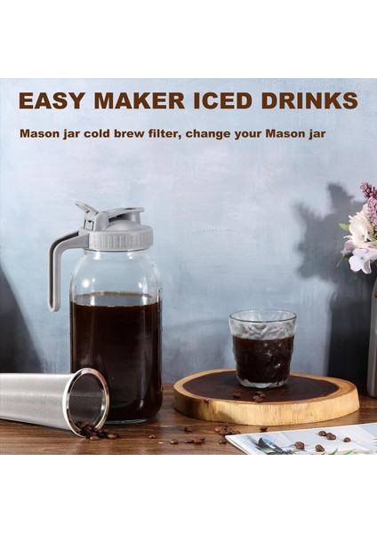32 Oz Genişliğinde Ağızlı Mason Kavanoz Için Dökme Kapağı ile Soğuk Demleme Kahve Filtresi Conta Halkalı 304 Paslanmaz Çelik Süzgeç (Yurt Dışından) fırsatları