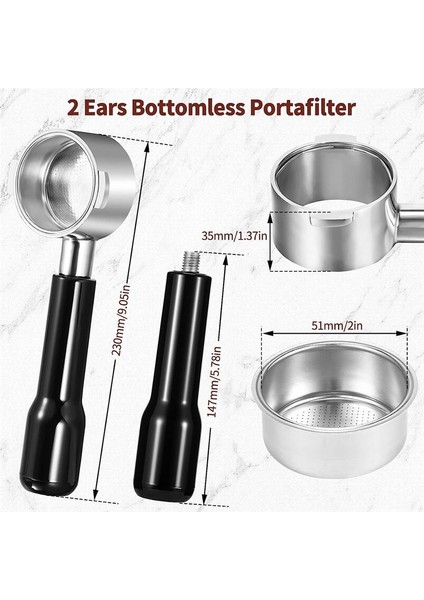 Delonghi ECP3420/EC155/BCO430/EC260 Espresso Makinesi Için 2 Kulak 51MM Dipsiz Portafilter (Yurt Dışından) modelleri
