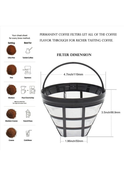 6 Pack No 4 Cuisinart Ninja Filtreleri Için Yeniden Kullanılabilir Kahve Makinesi Sepet Filtresi Çoğu 8-12 Sub Sepet Damla Kahve Makinesi (Yurt Dışından) fırsatları