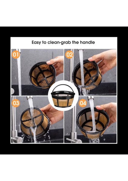 Yeniden Kullanılabilir Kahve Filtresi Sepet Kahve Filtreleri 8-12 Bardak Yedek Kahve Filtresi Paslanmaz Çelik Dolu (Yurt Dışından) fırsatları