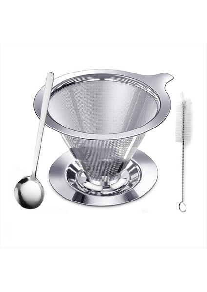 Paslanmaz Kahve Filtresi Yeniden Kullanılabilir Çift Katmanlı Filtreler Huni Kahve Drip Filtre Kupası Dayanıklı Kahve Aletleri 2-4 Bardak (Yurt Dışından)