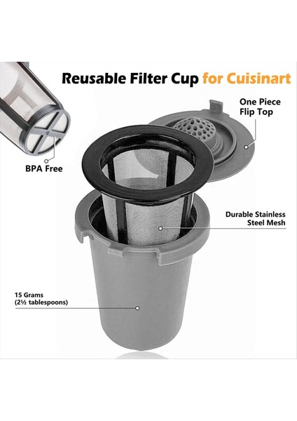 Yedek Parçalar Gri Yeniden Kullanılabilir Filtre Kupası Cuisinart Tek Servis Kahve Makineleri Için Uyumludur (Yurt Dışından) fırsatları