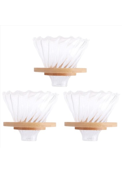 3x Ahşap Kahve Damlası Yeniden Kullanılabilir Filtreler V60 Cam Tarzı Cam Kahve Filtresi Yeniden Kullanılabilir Kahve Hunisi (Yurt Dışından)