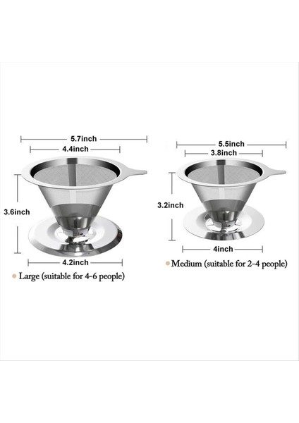 Paslanmaz Kahve Filtresi Yeniden Kullanılabilir Çift Katmanlı Filtreler Huni Kahve Drip Filtre Kupası Dayanıklı Kahve Aletleri 2-4 Bardak (Yurt Dışından) indirimleri