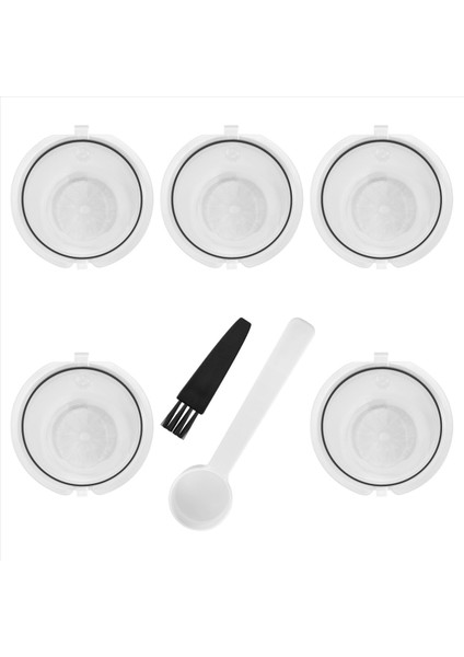 5pcs Dolce Gusto Kahve Kapsülü Filtre Kupası Yeniden Kullanılabilir Filtre Filtre Sepet Kapakları Yeniden Kullanılabilir Kaşık Fırçası-1 (Yurt Dışından) modelleri
