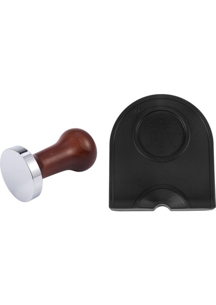1 Pcs Espresso Makine Tozu Preslenmiş Kaymaz Mat &amp 1 Pcs Kahve Tercüman Ahşap Saplı Toz Hammer (Yurt Dışından)
