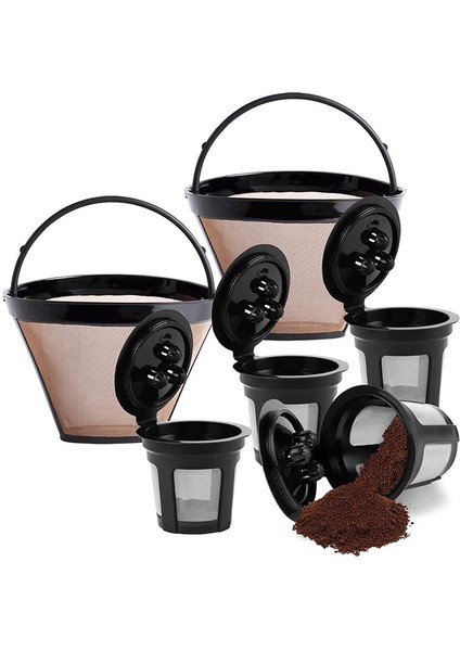 2 Paket Yeniden Kullanılabilir Koni Kahve Filtresi ve 4 Paket Yeniden Kullanılabilir Kahve Podları Ninja Dual Brew Kahve Makinesi Kahve Filtresi (Yurt Dışından)