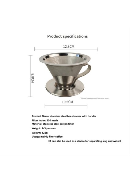 Paslanmaz Çelik Kahve Damlatıcısı Taban Kağıtsız Filtre Kahve Filtre Çayı Filtresi ile Kahve Filtresi (Yurt Dışından)