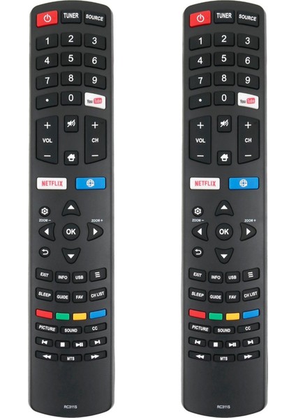 2x Yeni Uzaktan Kumanda RC311S Tcl Smart LED LCD Tv 06-531W52-TY01X (Yurt Dışından)