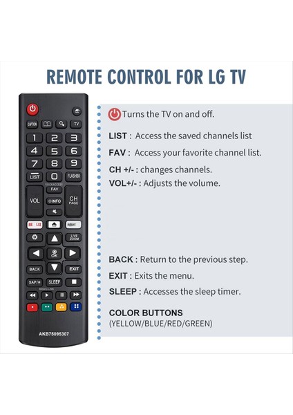 Uzaktan Kumanda AKB75095307 Tüm Lg Tv Evrensel OLED LCD LED Hdtv 3D 4K Akıllı Tv Kısayol Düğmeleri 2 Paket (Yurt Dışından) indirimleri
