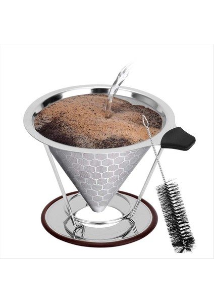 Kahve Damlası Paslanmaz Çelik Filtrenin Üzerine Dökün Temizlenmesi Kolay Kağıtsız Kahve Makinesine Dökün Yeniden Kullanılabilir Filtre (Yurt Dışından)