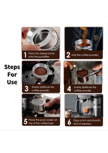 51MM Espresso Aksesuarları Wdt Aracı Espresso Kahve Karıştırıcı Dozlama Hunisi ve Puck Ekran Seti Espresso Dağıtım Aracı (Yurt Dışından) fırsatları