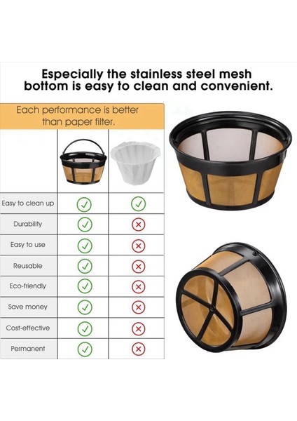 4x Yeniden Kullanılabilir Kahve Filtresi Sepet Kahve Filtreleri 8-12 Sub Supaclaman Kahve Filtresi Paslanmaz Çelik Dolu (Yurt Dışından) indirimleri