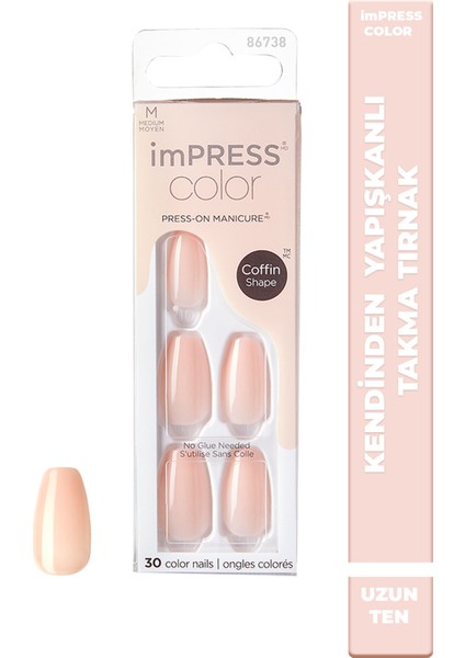 Color Kendinden Yapışkanlı Takma Tırnak Uzun Ten