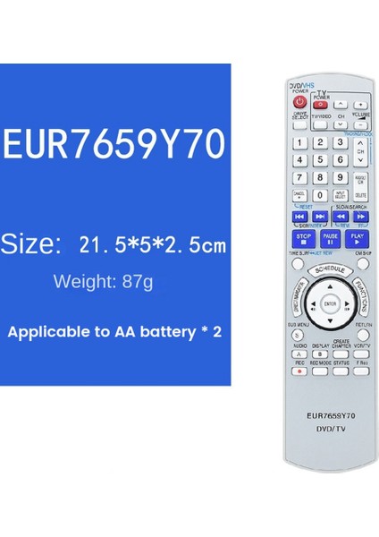 EUR7659Y70 Panasonic Tv/dvd Combo DMR-ES35V DMR-ES35VP DMR-ES35VPC Dmr-Es3 Uzaktan Kumanda Değiştirme (Yurt Dışından) modelleri