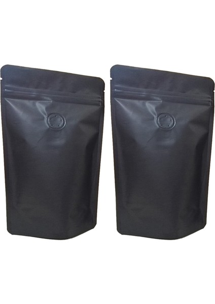 100PCS Matt Folyo Kahve Vanası Fermuar Kapatma Çantası Dikey Folyo Kahve Çekirdek Tek Yönlü Valf Torbası Ambalaj Çantası 250G Siyah (Yurt Dışından)