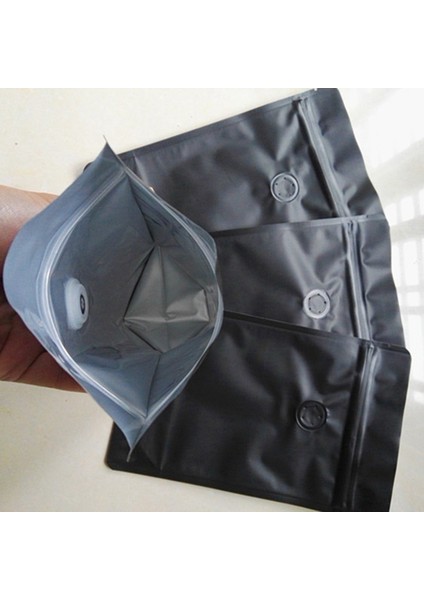 100PCS Matt Folyo Kahve Vanası Fermuar Kapatma Çantası Dikey Folyo Kahve Çekirdek Tek Yönlü Valf Torbası Ambalaj Çantası 250G Siyah (Yurt Dışından) indirimleri