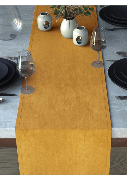 Kadife Dokulu Acem Lalesi Sarısı Runner indirimleri