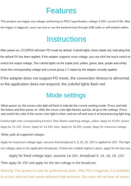 2 Pcs ZY12PDN Usb-C Pd2 0/3 0-Dc Dönüştürücü Güç Kaynağı Modülü Yasası Hızlı Şarj Tetikleyici Anket Anketi Dedektörü Test Cihazı (Yurt Dışından)