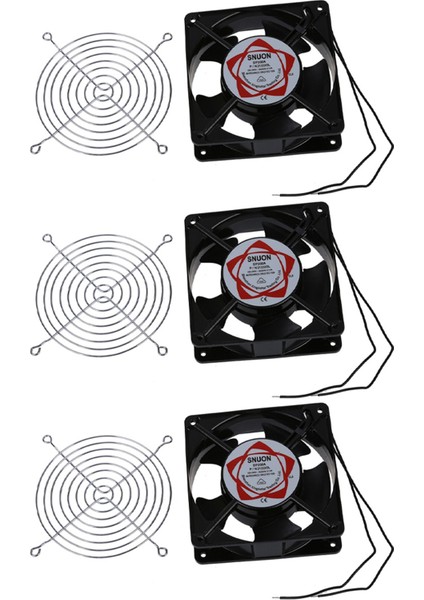 3x Ac 220-240V 0 14A 120MMX120MM Metal Bilgisayar Cpu Fan Siyah (Yurt Dışından)