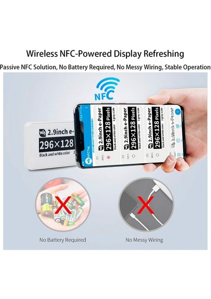 Waveshare 2 9 Inç Kablosuz Nfc ile Çalışan Epaper Eink E Kağıt E-Mürekkep Ekran Ekran Modülü Mobil Android Uygulaması Pil Yok (Yurt Dışından) modelleri