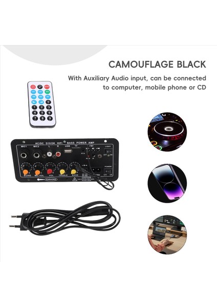 Dijital Bluetooth Stereo Amplifikatör Kartı Subwoofer Çift Mikrofon Karaoke Amplifikatörler 8-12 Inç Hoparlör Ab Fişi (Yurt Dışından) indirimleri