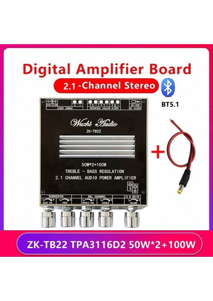 ZK-TB22 2 1 Kanal Bluetooth 5 1 Dıy Kasası+Dc Kablosu TPA3116D2 50WX2+100W Tweeter Subwoofer Modülü (Yurt Dışından) fiyatları