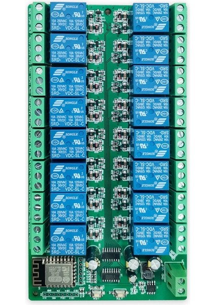 ESP8266 Wifi 16 Kanal Röle Modülü ESP-12F Geliştirme Kartı Gücü 16 Yolu Röle Modülü Besleme Modu 12V (Yurt Dışından)