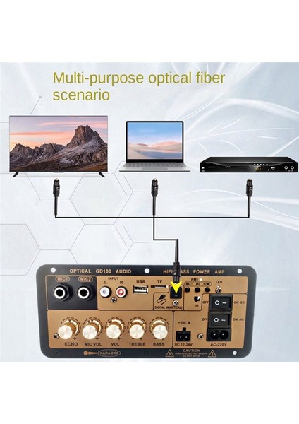 GD100 Optik Ses Girişli Bluetooth Amplifikatör Kart Hifi Karaoke Amplifikatör Ev/araç Amplifikatör Kartı (Abd Fişi) (Yurt Dışından) fırsatları