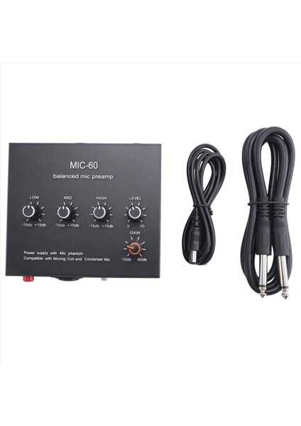 Mıc-60 3-Bantlı Ekolayzer Dengeli Mic Preamp Preamp Mikrofon Preamplatıcı Dc Kablosu ve 6 5mm Kablo (Yurt Dışından)